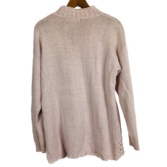 Vtg Laura Gayle Pink Embroidered Knit Sweater Women’s Large Floral Ribbon - Picture 7 of 9